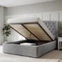 Grey Velvet Small Double Ottoman Bed with Blanket Box - Safina