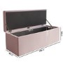 Pink Velvet Small Double Ottoman Bed with Blanket Box - Safina