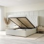 Cream Fabric Small Double Ottoman Bed with Blanket Box - Safina