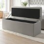 Grey Fabric Small Double Ottoman Bed with Blanket Box - Safina