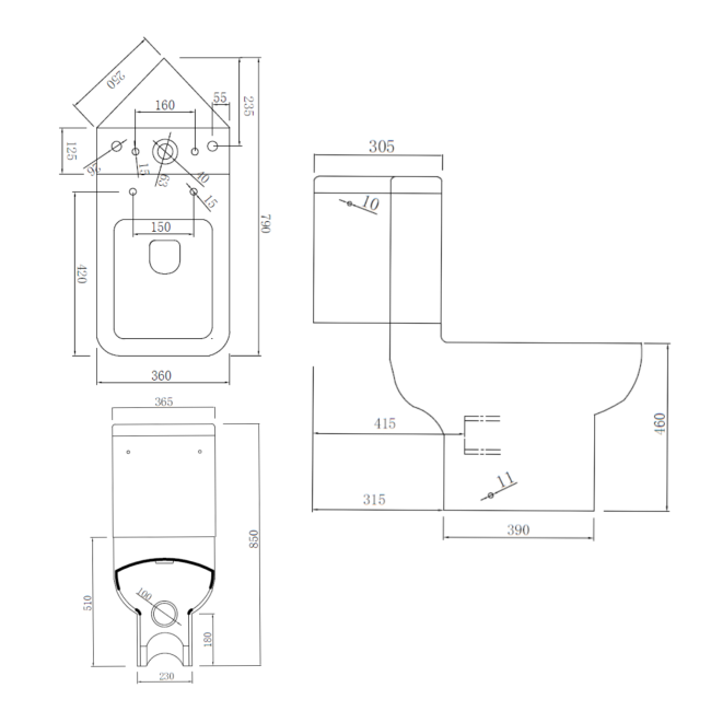 Close Coupled Comfort Height Corner Toilet with Soft Close Seat - Seren