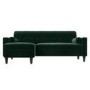 Left Hand Corner Sofa with Footstool Set in Green Velvet - Idris