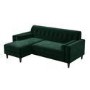 Left Hand Corner Sofa with Footstool Set in Green Velvet - Idris