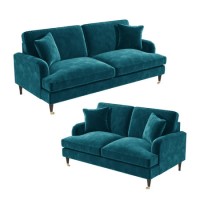 Teal Velvet Sofa Set - Payton