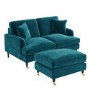 Teal Velvet Sofa and Footstool Set - Payton