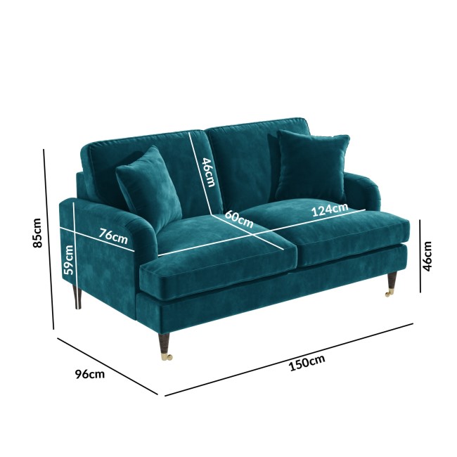 Teal Velvet Sofa and Footstool Set - Payton