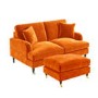 Orange Velvet Sofa and Footstool Set - Payton