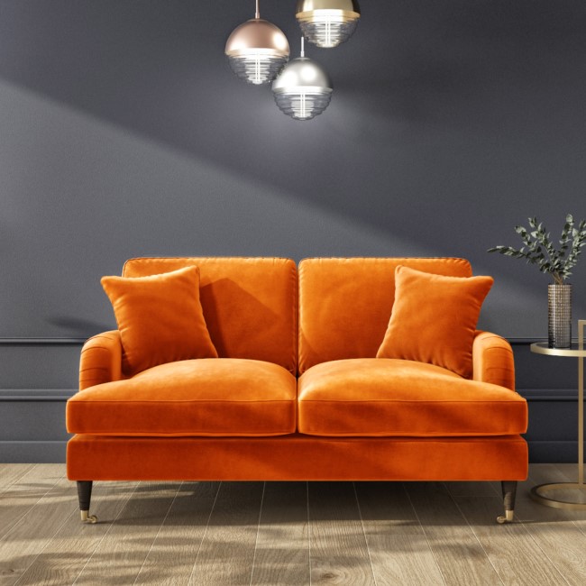 Orange Velvet Sofa and Footstool Set - Payton