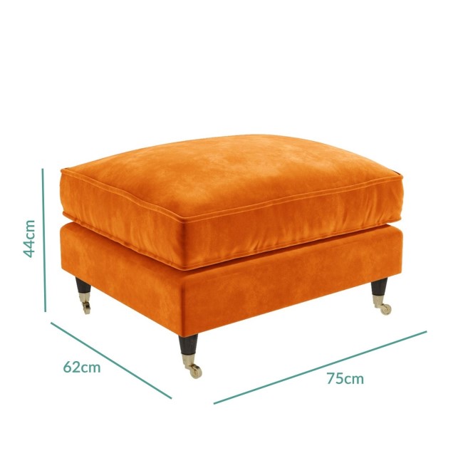 Orange Velvet Sofa and Footstool Set - Payton