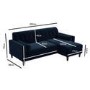 Right Hand Corner Sofa with Footstool Set in Navy Velvet - Idris