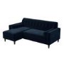 Left Hand Corner Sofa with Footstool Set in Navy Velvet - Idris