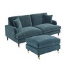 Blue Velvet Sofa and Footstool Set - Payton