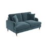 Blue Velvet Sofa and Footstool Set - Payton