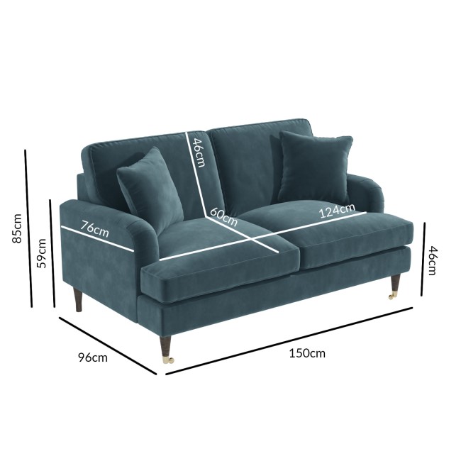 Blue Velvet Sofa and Footstool Set - Payton