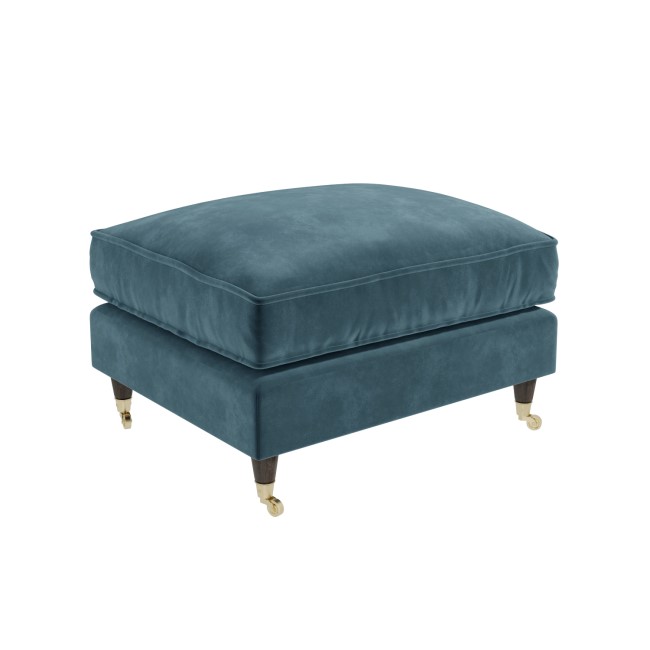 Blue Velvet Sofa and Footstool Set - Payton