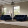 Navy Velvet 2 Sofas and Footstool Set - Payton