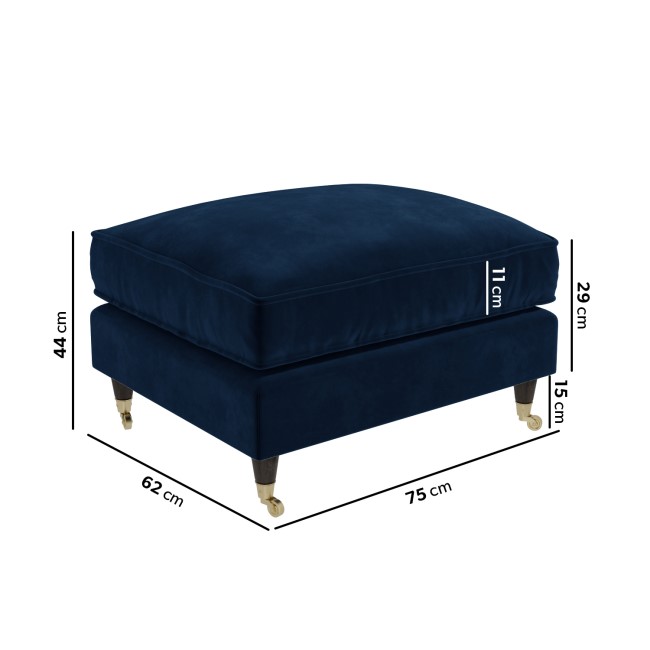 Large Navy Blue Velvet Footstool - Payton