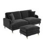 Dark Grey Velvet Sofa and Footstool Set - Payton