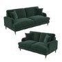 Dark Green Velvet Sofa Set - Payton