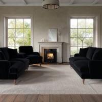 Black Velvet 3 Piece Sofa Set - Payton