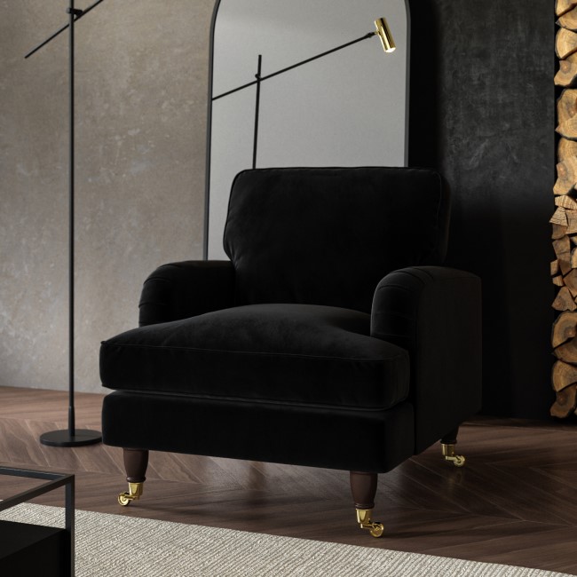 Black Velvet 3 Piece Sofa Set - Payton