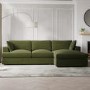 Right Hand Corner Sofa and Footstool Set in Green Velvet - August