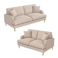 Beige Fabric 3 Seater & 2 Seater Sofa Set - Payton