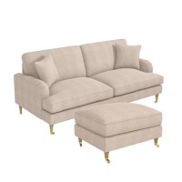 Beige Fabric 3 Seater Sofa and Footstool Set - Payton