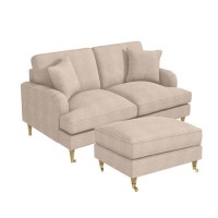 Beige Fabric 2 Seater Sofa and Footstool Set - Payton