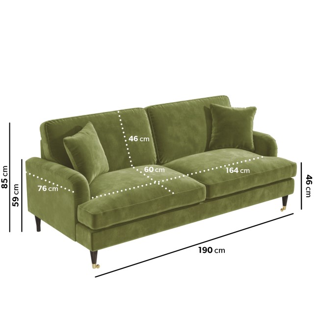 Olive Velvet Sofa and Footstool Set - Payton