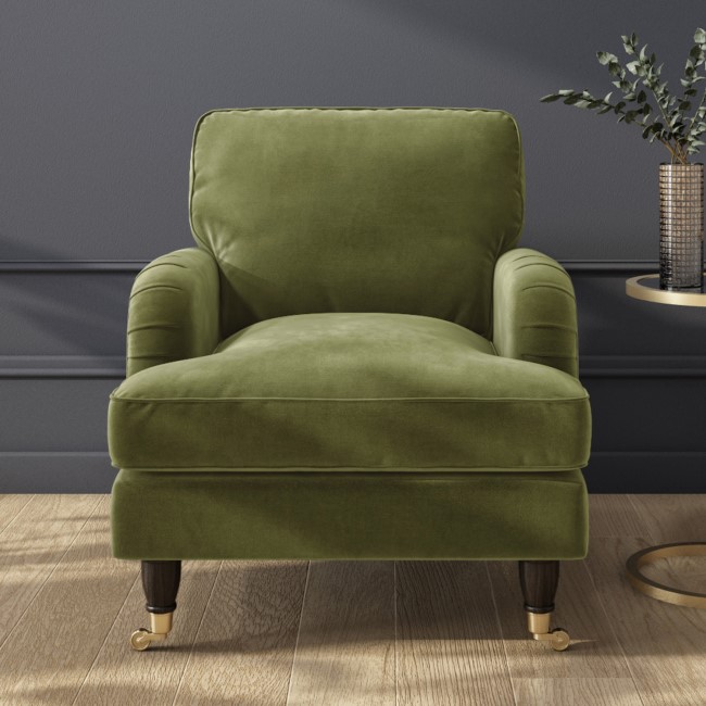 Olive Green Velvet 3 Piece Sofa Set - Payton