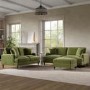 Olive Green Velvet 2 Sofas and Footstool - Payton