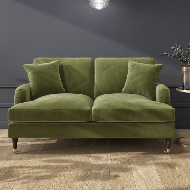 Olive Green Velvet Sofa and Love Seat Set - Payton