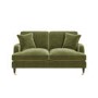 Olive Green Velvet 2 Sofas and Footstool - Payton