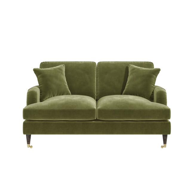 Olive Green Velvet 2 Sofas and Footstool - Payton