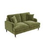 Olive Green Velvet 2 Sofas and Footstool - Payton