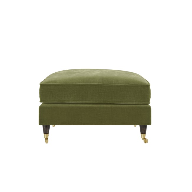 Olive Green Velvet 2 Sofas and Footstool - Payton