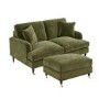 Olive Velvet Sofa and Footstool Set - Payton