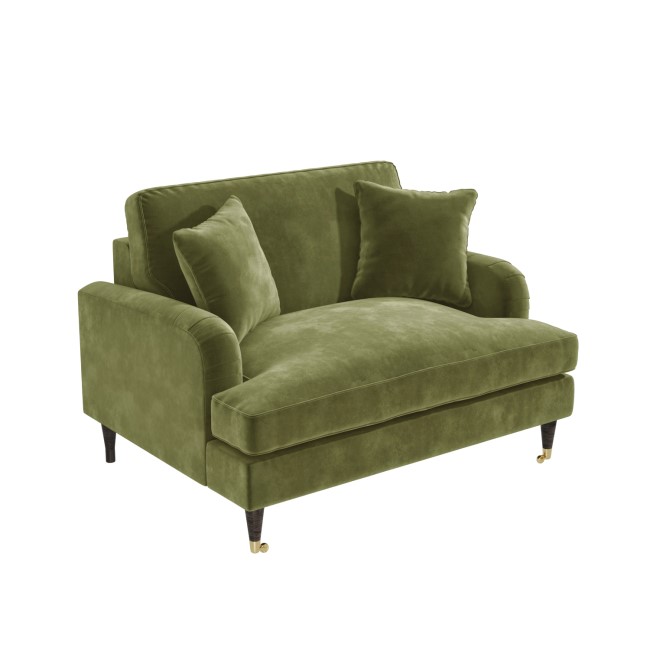 Olive Green Velvet Love Seat - Payton