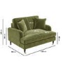 Olive Green Velvet Love Seat and Footstool - Payton