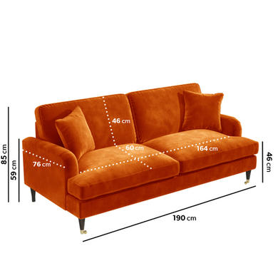 Orange Velvet Sofa Set - Payton