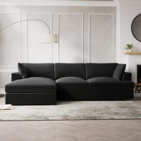 Dark Grey Velvet Left Hand 4 Seater Corner Sofa - August