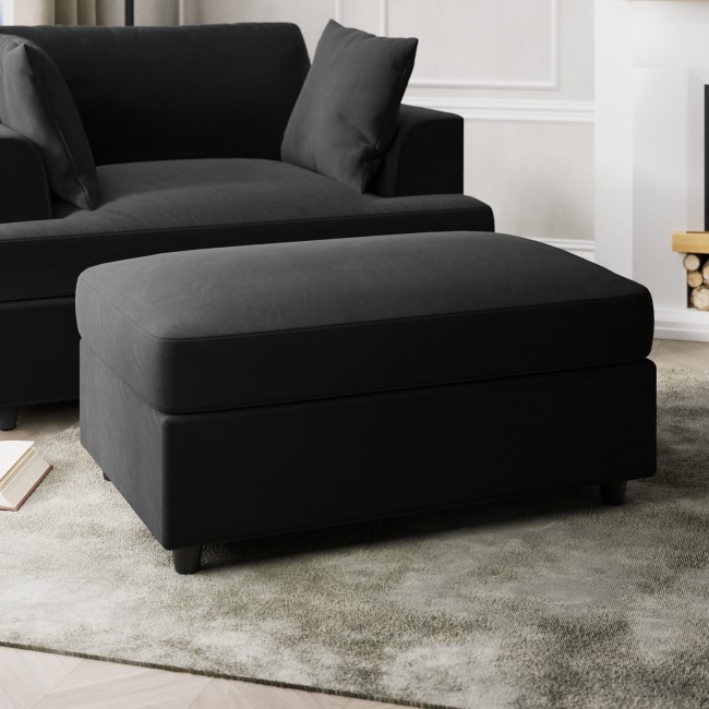 Left Hand Corner Sofa and Footstool Set in Grey Velvet - August