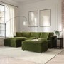 Left Hand Corner Sofa and Footstool Set in Green Velvet - August