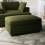 Large Olive Green Velvet Footstool - August