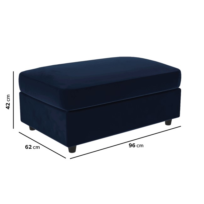 Large Navy Velvet Footstool - August