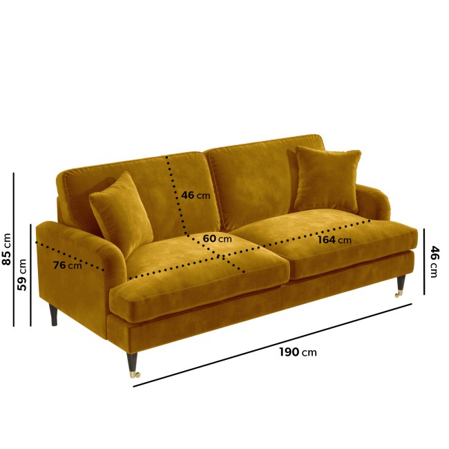 Mustard Velvet 3 Seater Sofa and Footstool Set - Payton