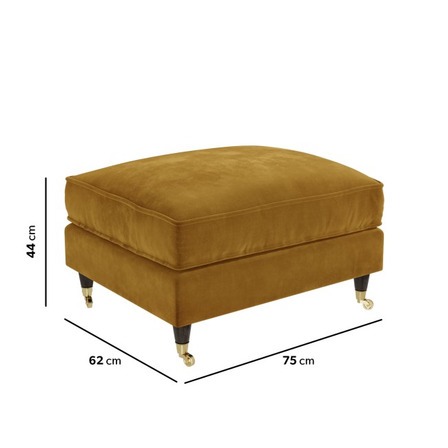 Mustard Velvet 3 Seater Sofa and Footstool Set - Payton