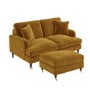 Mustard Velvet Sofa and Footstool Set - Payton