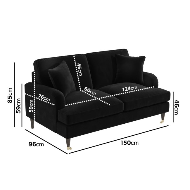 Black Velvet 4 Seater Right Hand Corner and 2 Seater Sofa - Payton